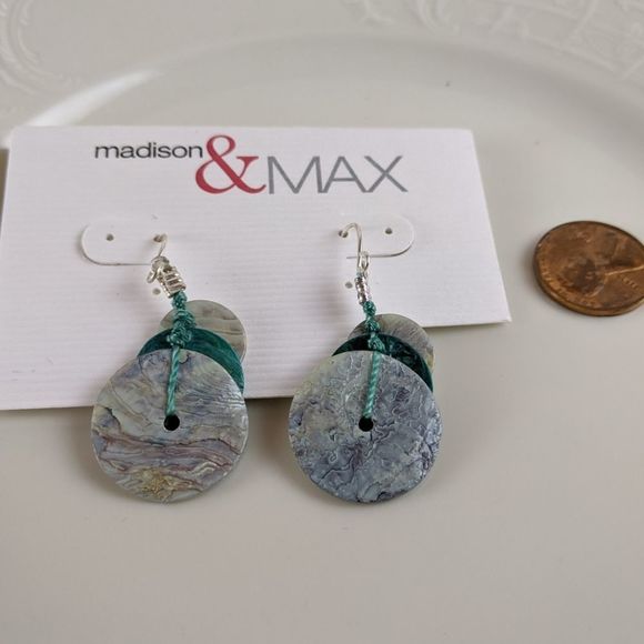 🖤3 for 25🖤Madison & Mac Teal Shell Earrings NWT - Picture 6 of 7